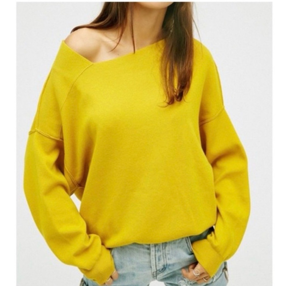 Free People "The Check" Asymmetrical Slouchy Boho Sweater Size XS